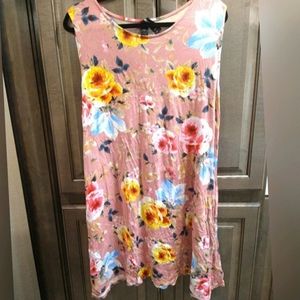 EUC Sz XXXL Agnes and Dora Peach Floral Sleeveless Tunic Dress